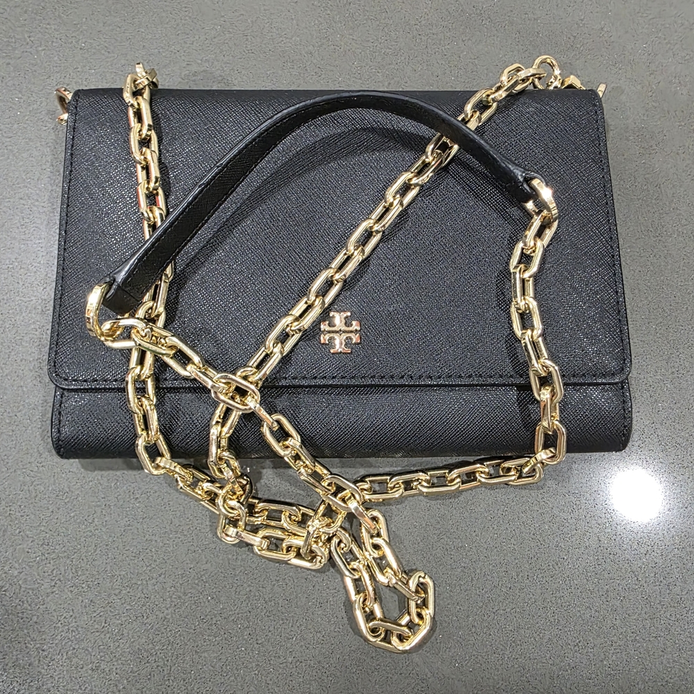 Tory Burch Black Leather Chain Shoulder Bag